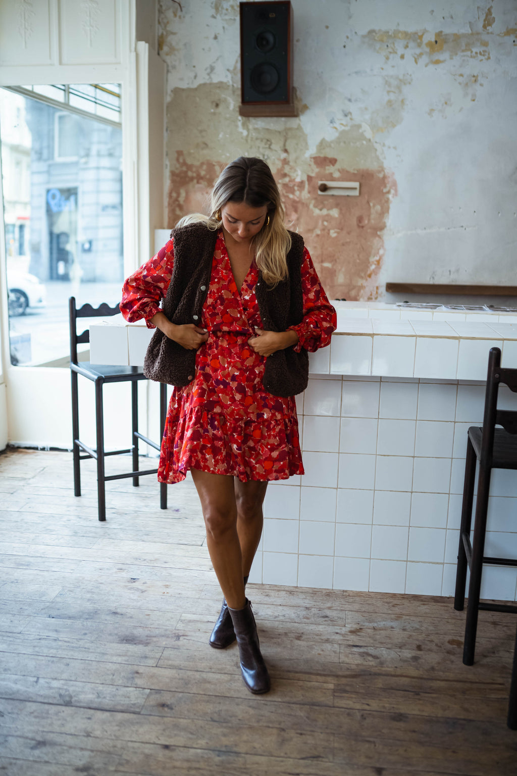 Robe Basha - rouge à motifs