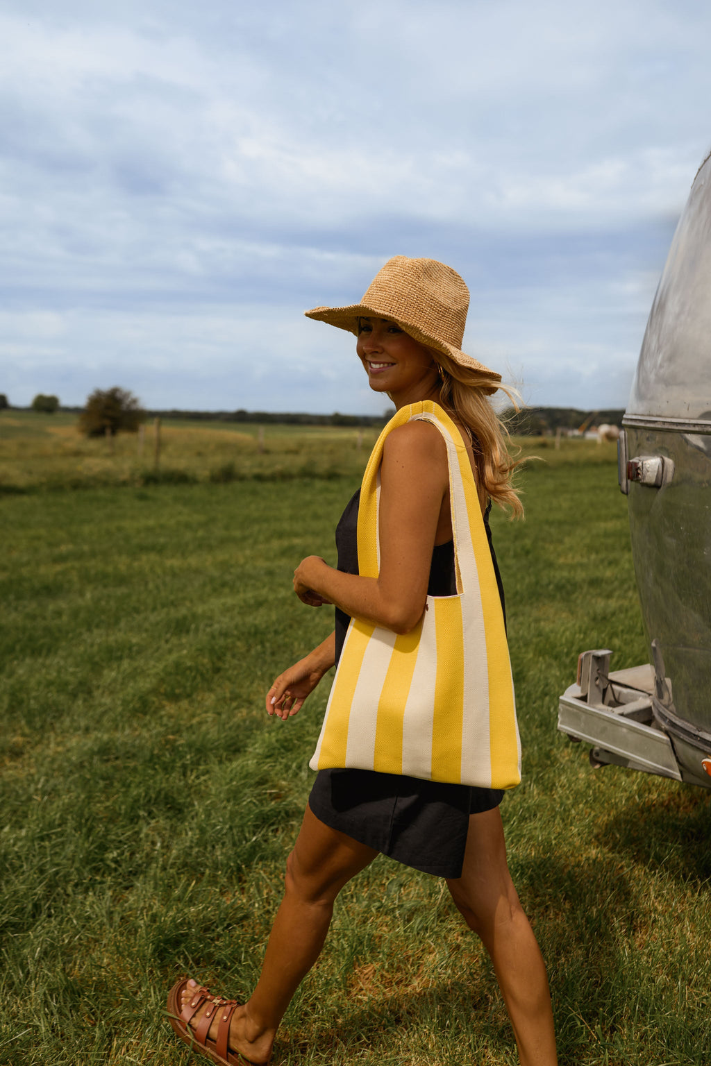 Sac Mael - jaune à rayures écrues