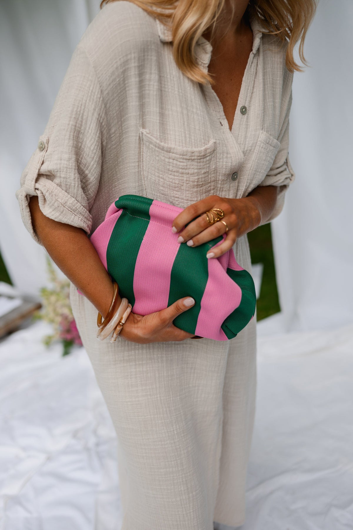 Sac Arabella - vert à lignes