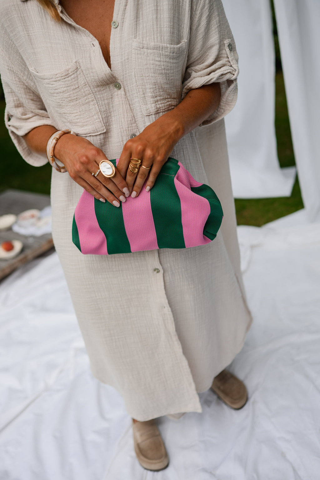 Sac Arabella - vert à lignes