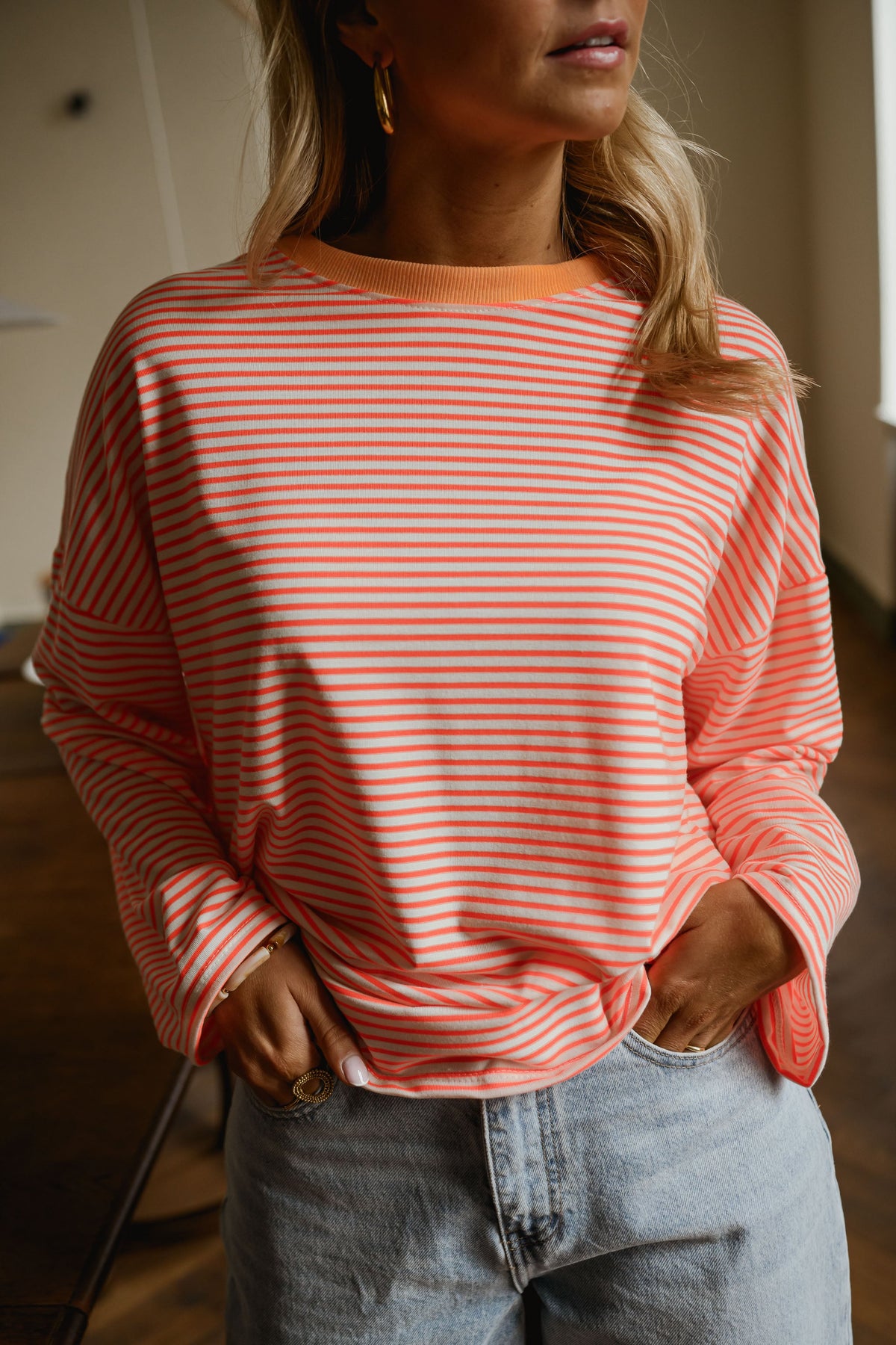 T-shirt Alaric - orange à lignes