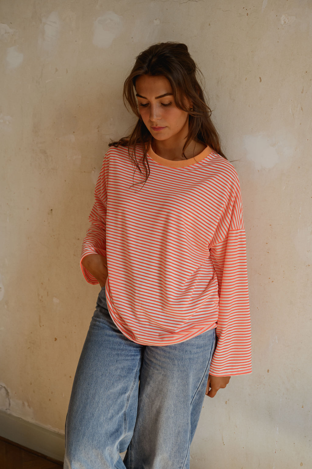 T-shirt Alaric - orange à lignes