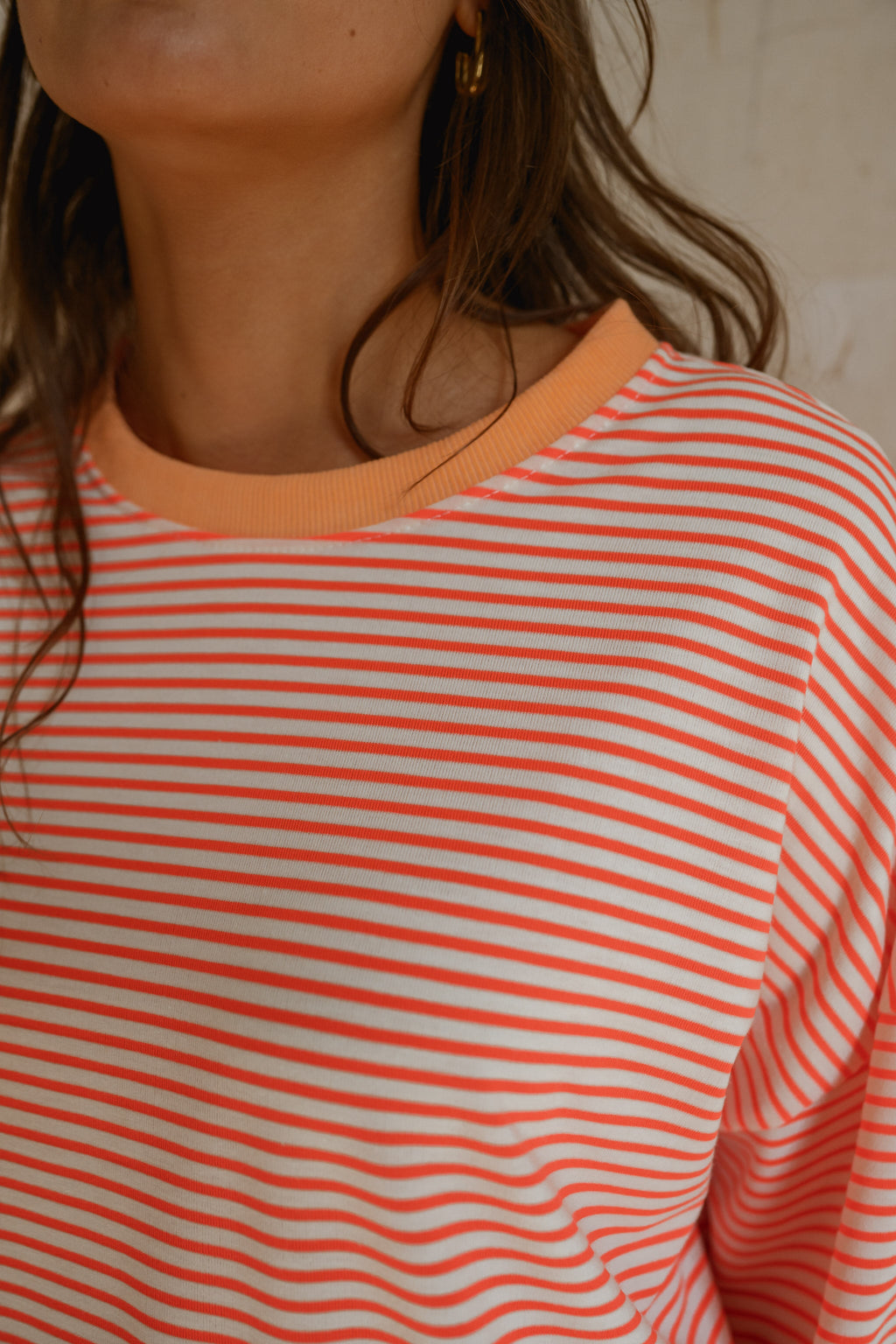 T-shirt Alaric - orange à lignes