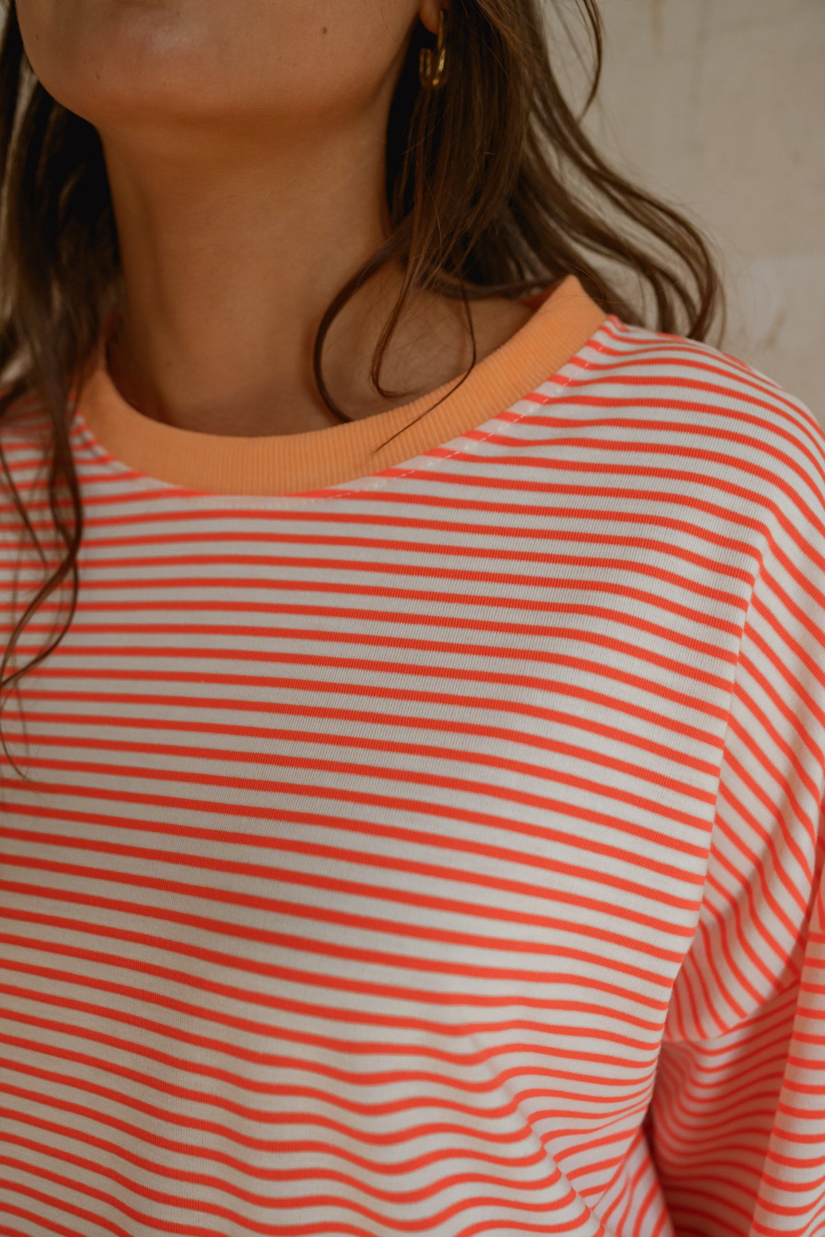 T-shirt Alaric - orange à lignes
