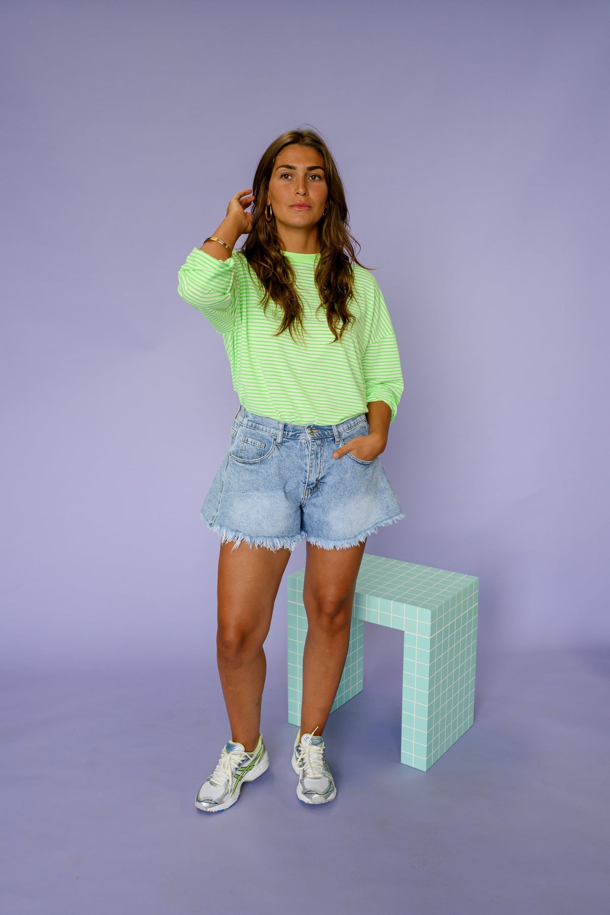 T-shirt Alaric - vert à lignes