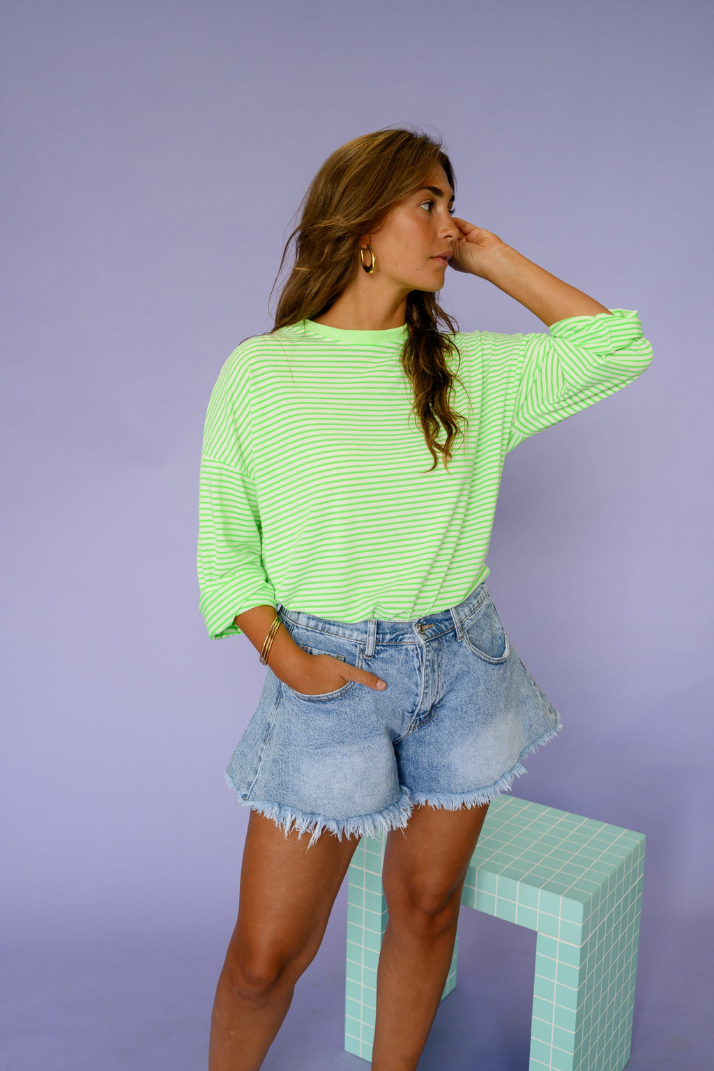 T-shirt Alaric - vert à lignes