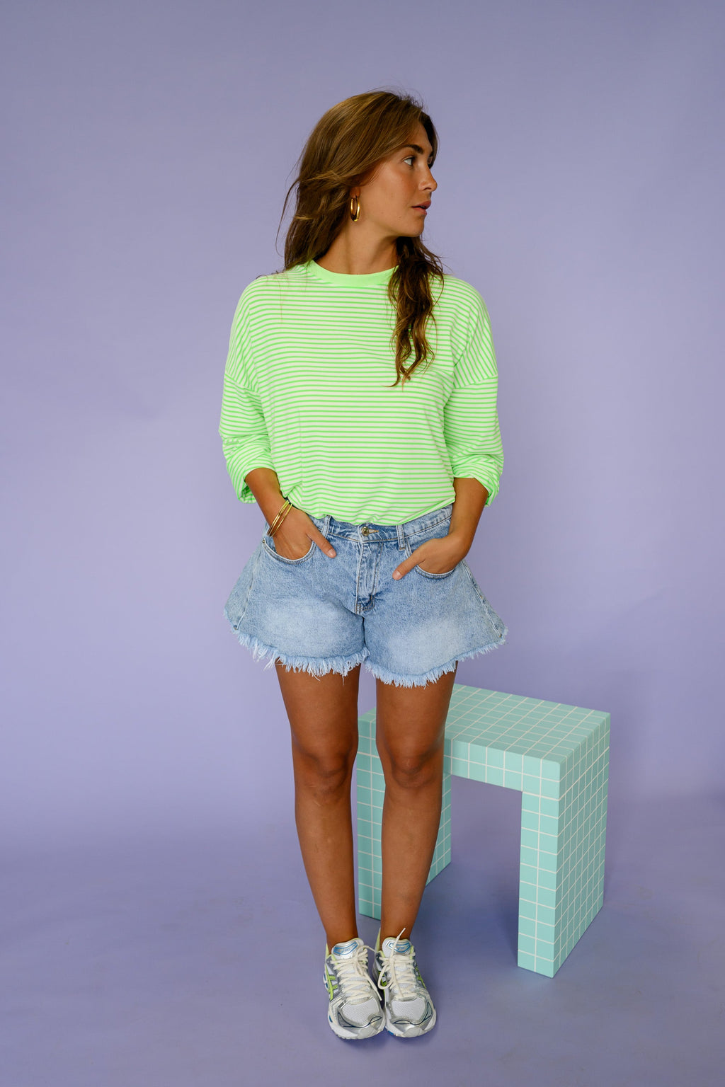 T-shirt Alaric - vert à lignes