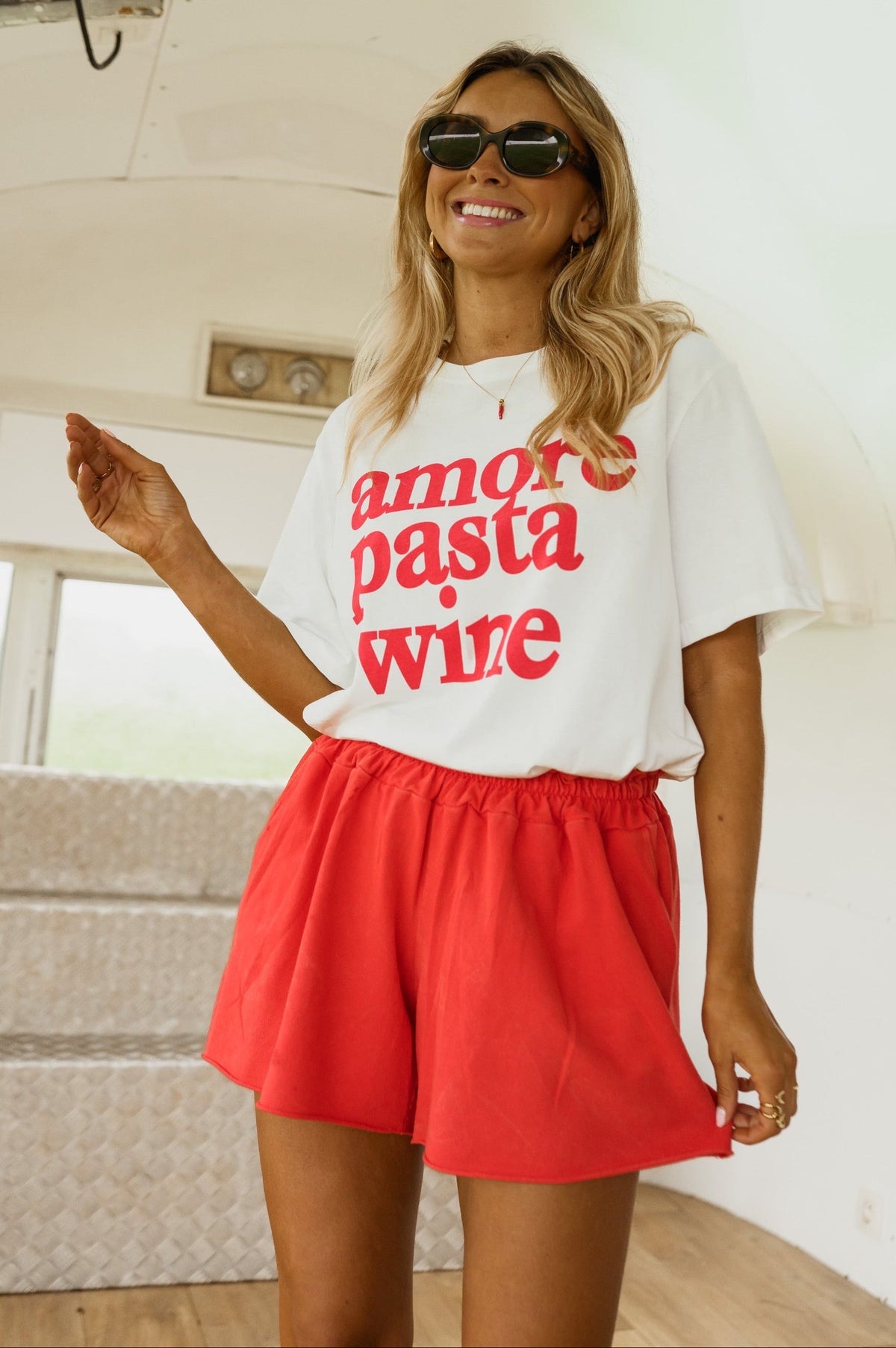 T-shirt Amor pasta wine - blanc