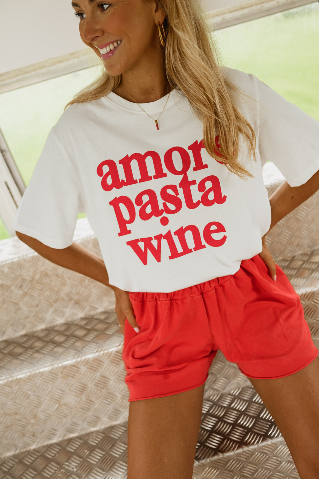 T-shirt Amor pasta wine - blanc