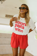 T-shirt Amor pasta wine - blanc