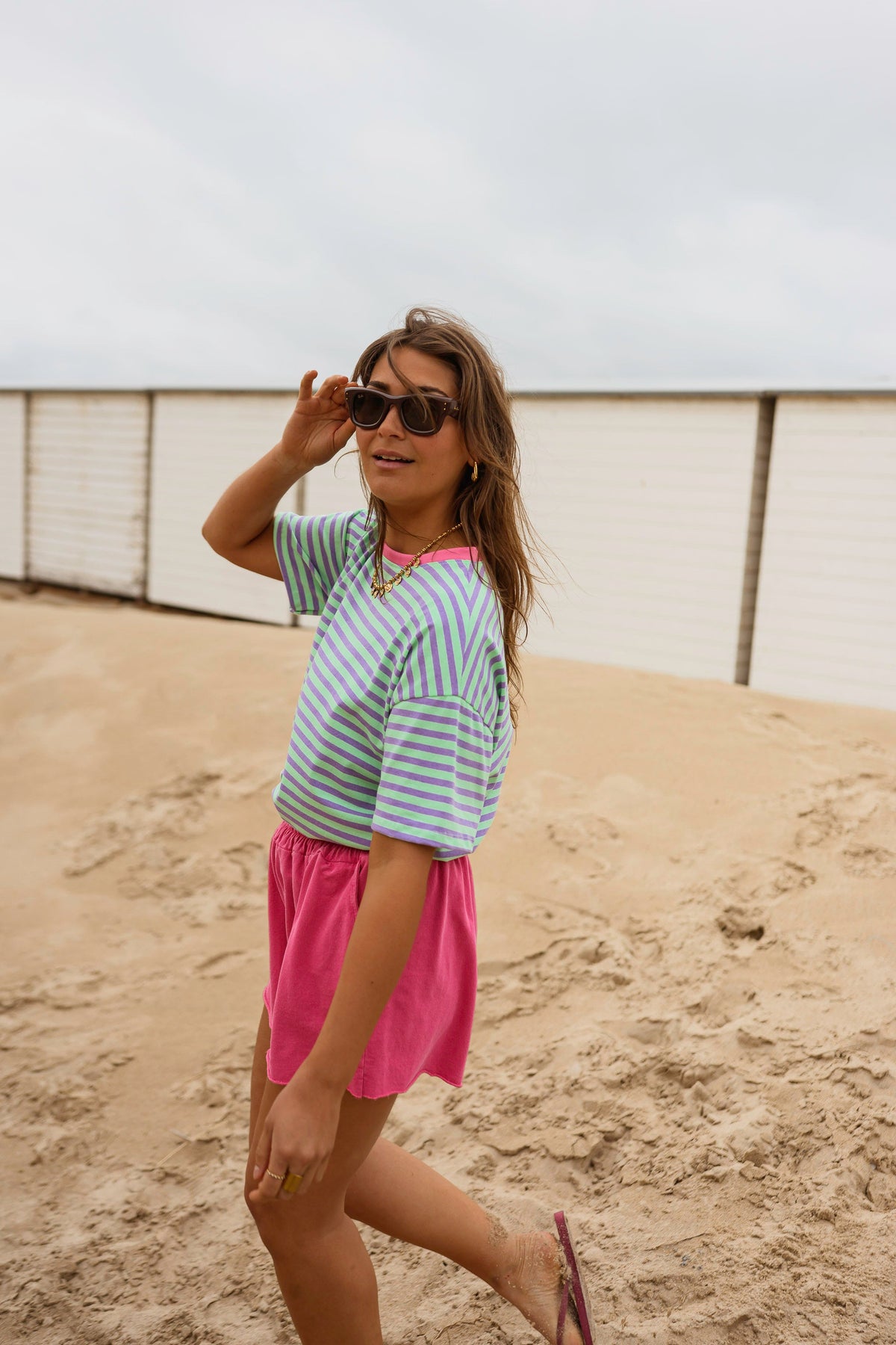 T-shirt Chloé - vert et mauve