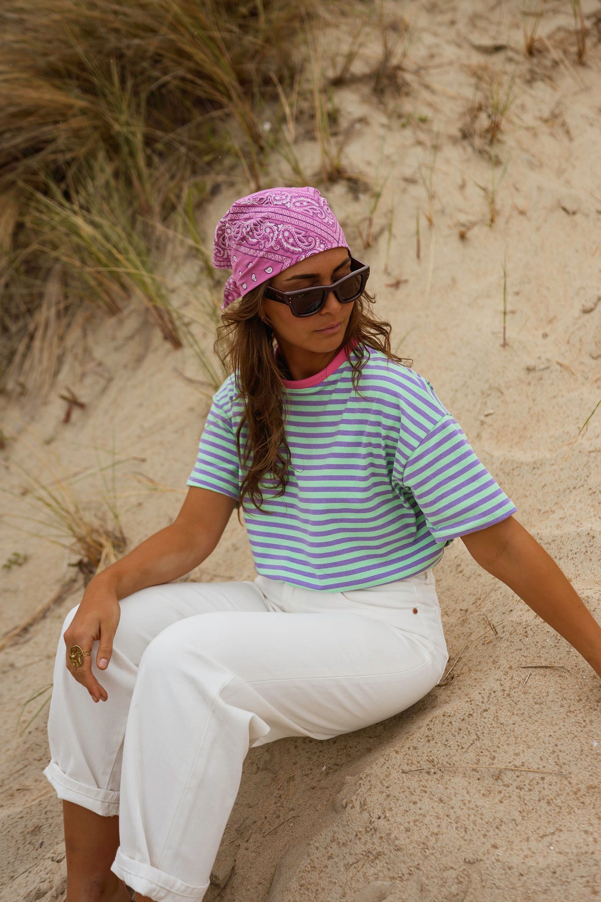 T-shirt Chloé - vert et mauve