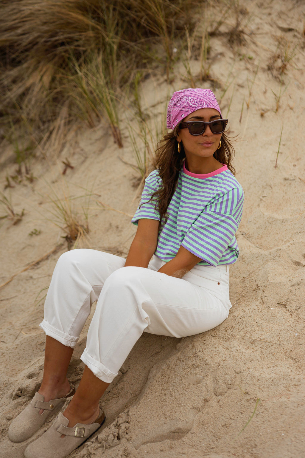 T-shirt Chloé - vert et mauve