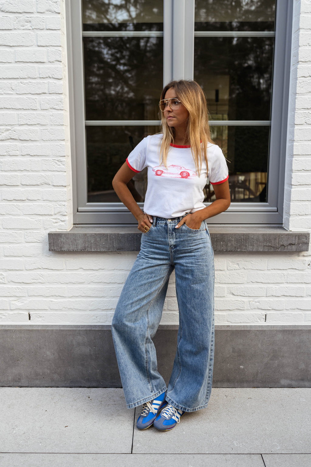 T-shirt Cynthia - blanc et rouge