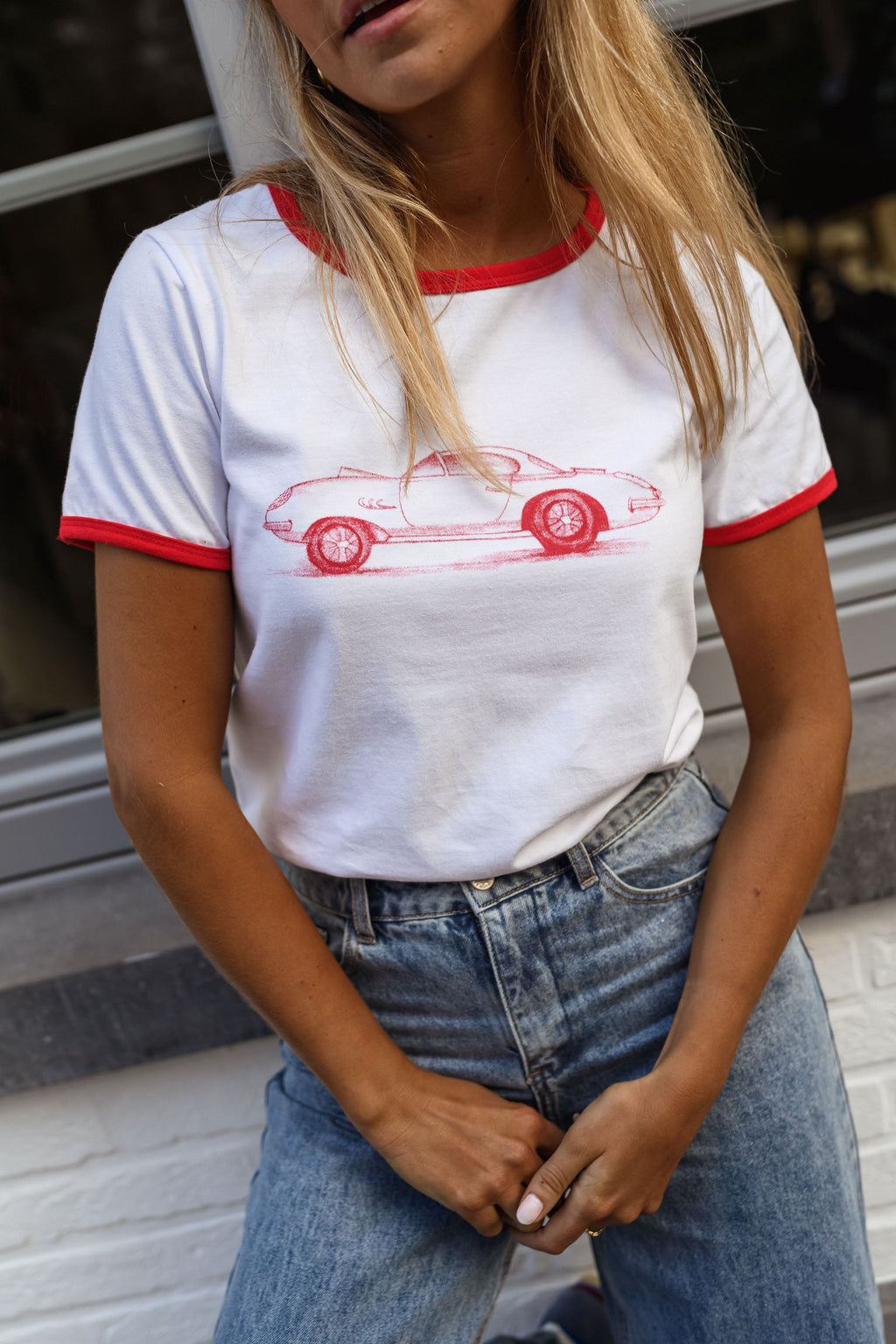 T-shirt Cynthia - blanc et rouge