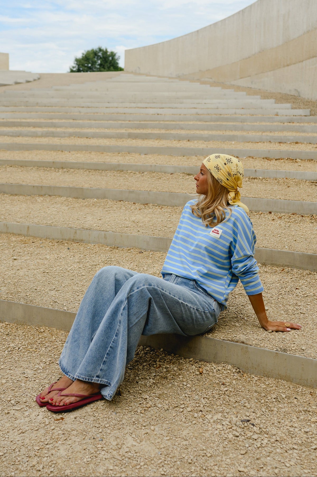 T-shirt Dalti - bleu à lignes