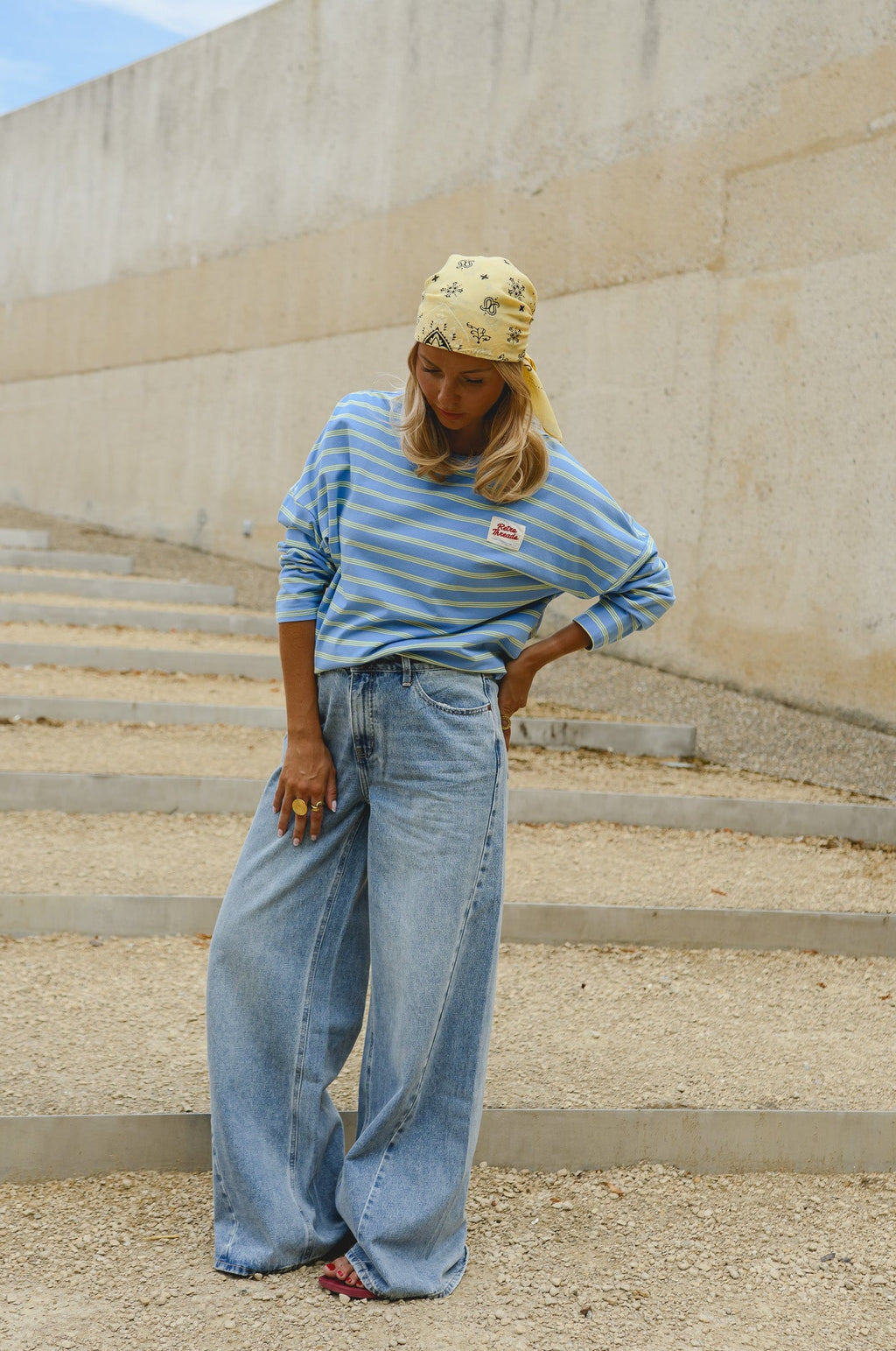 T-shirt Dalti - bleu à lignes