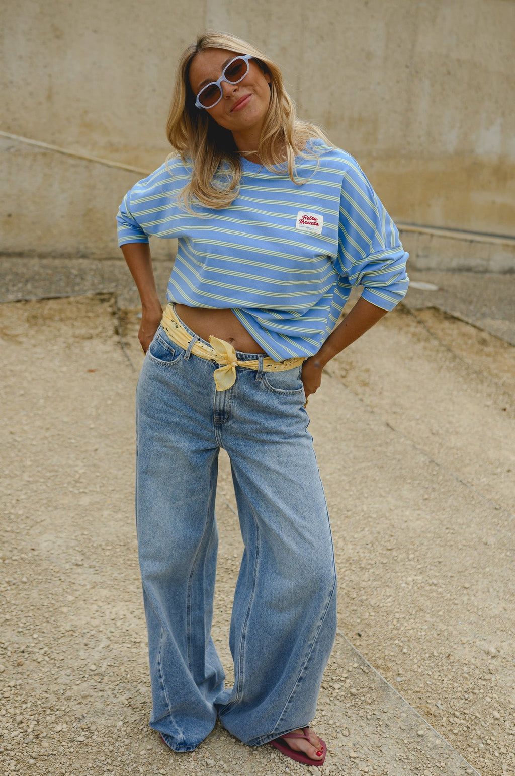 T-shirt Dalti - bleu à lignes