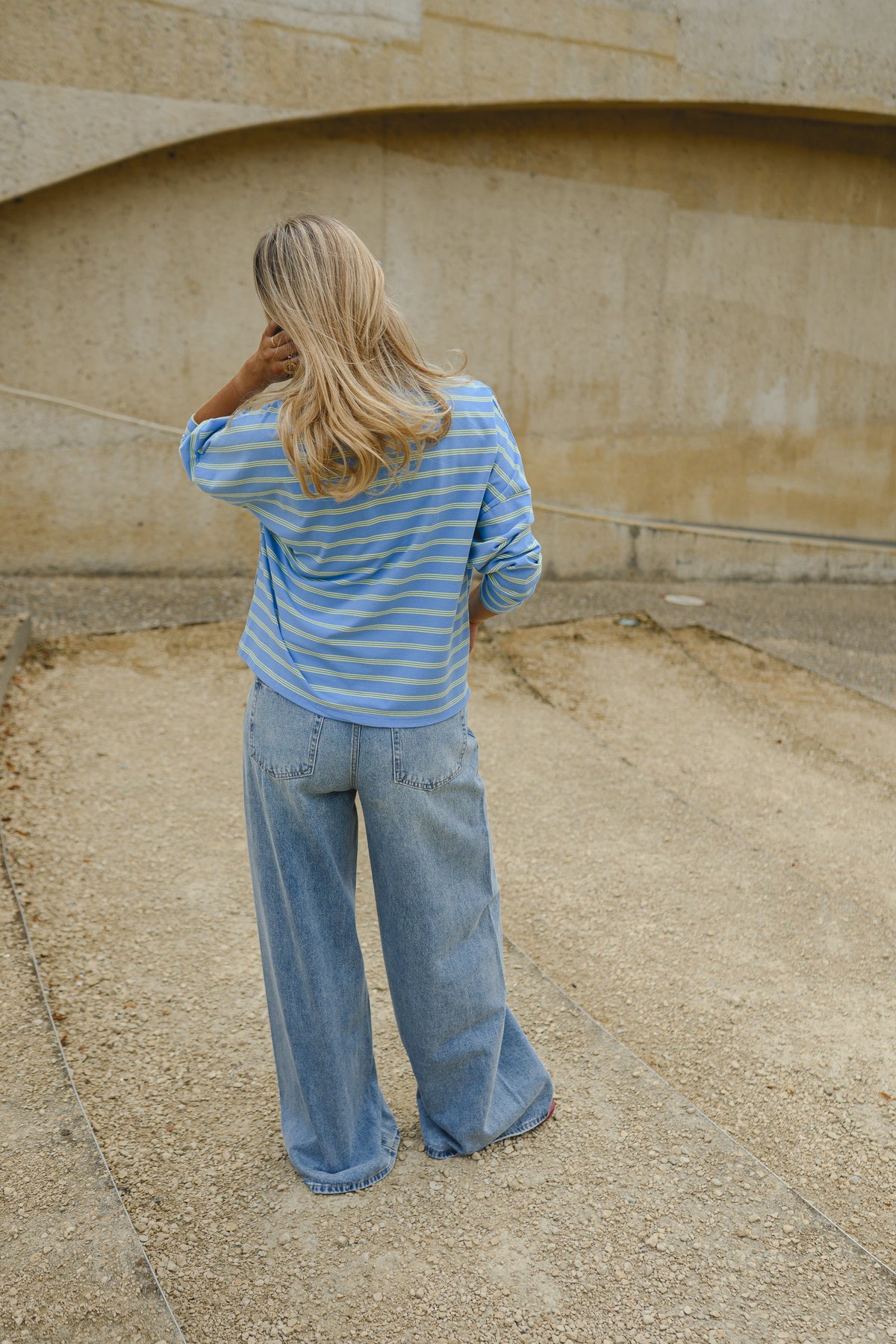T-shirt Dalti - bleu à lignes