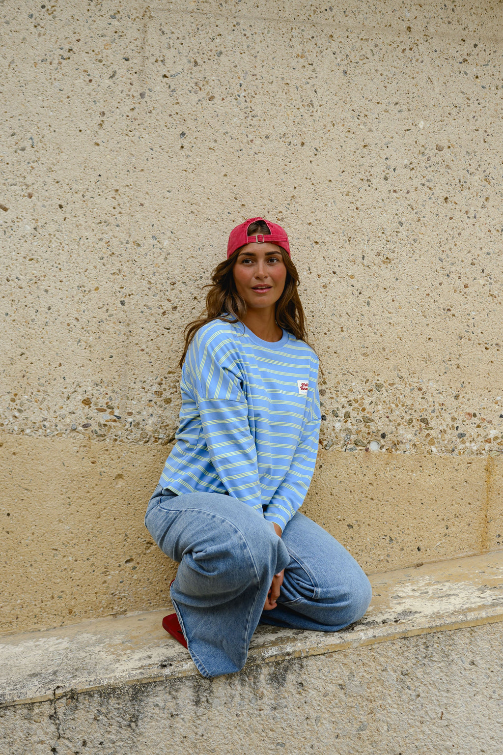 T-shirt Dalti - bleu à lignes