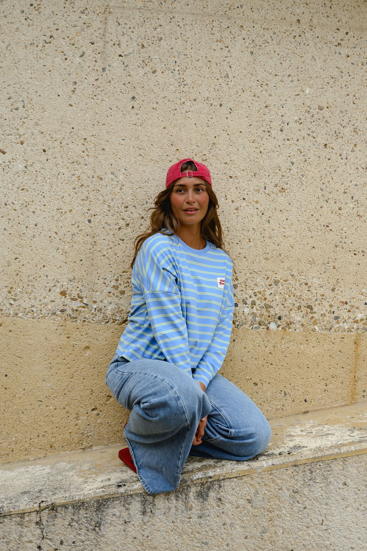 T-shirt Dalti - bleu à lignes