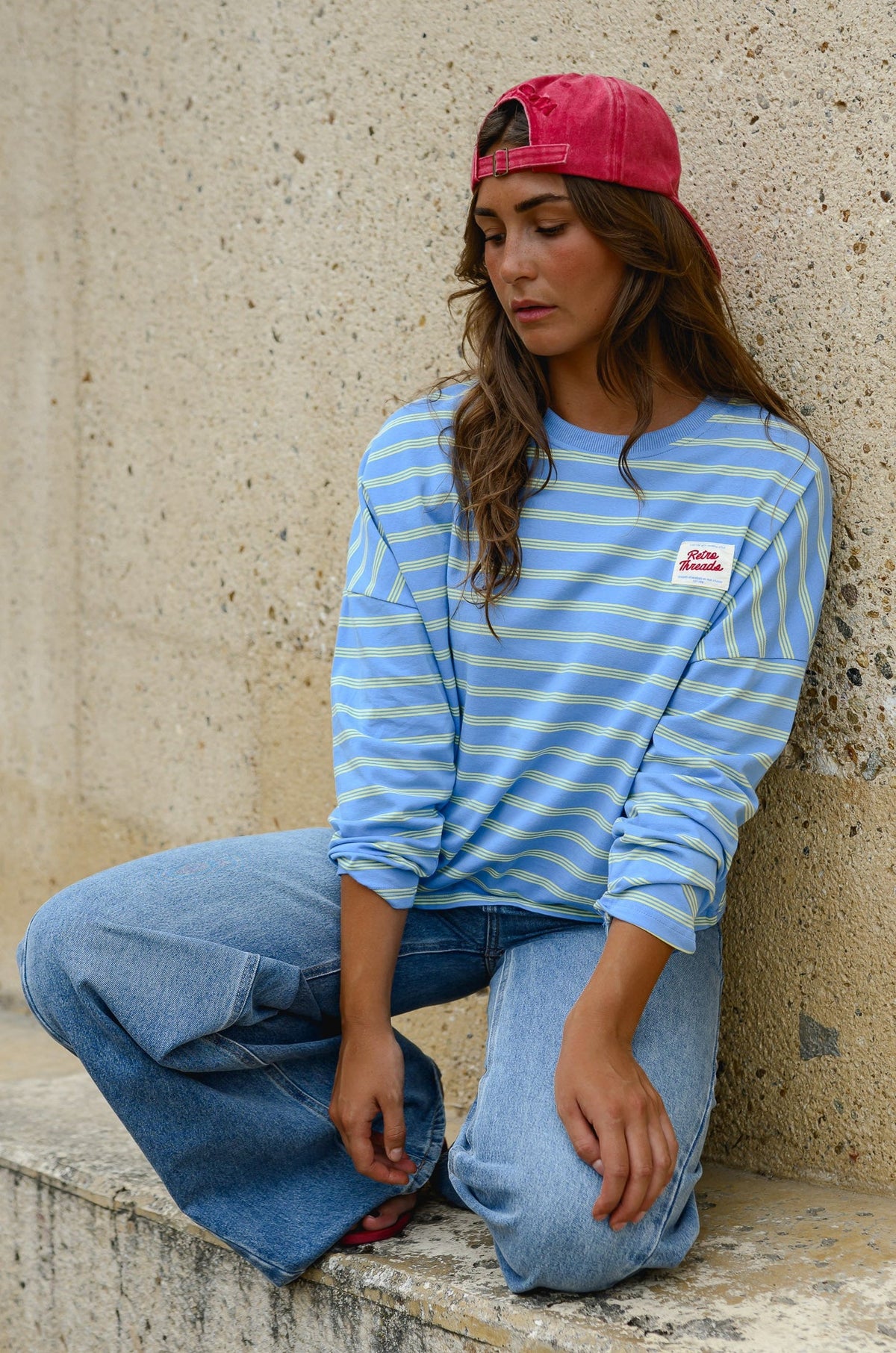 T-shirt Dalti - bleu à lignes