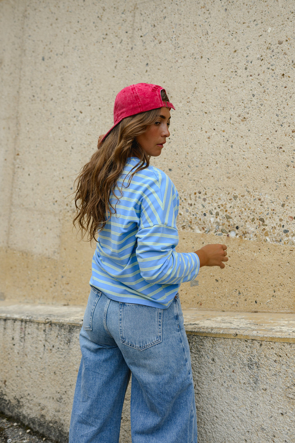 T-shirt Dalti - bleu à lignes