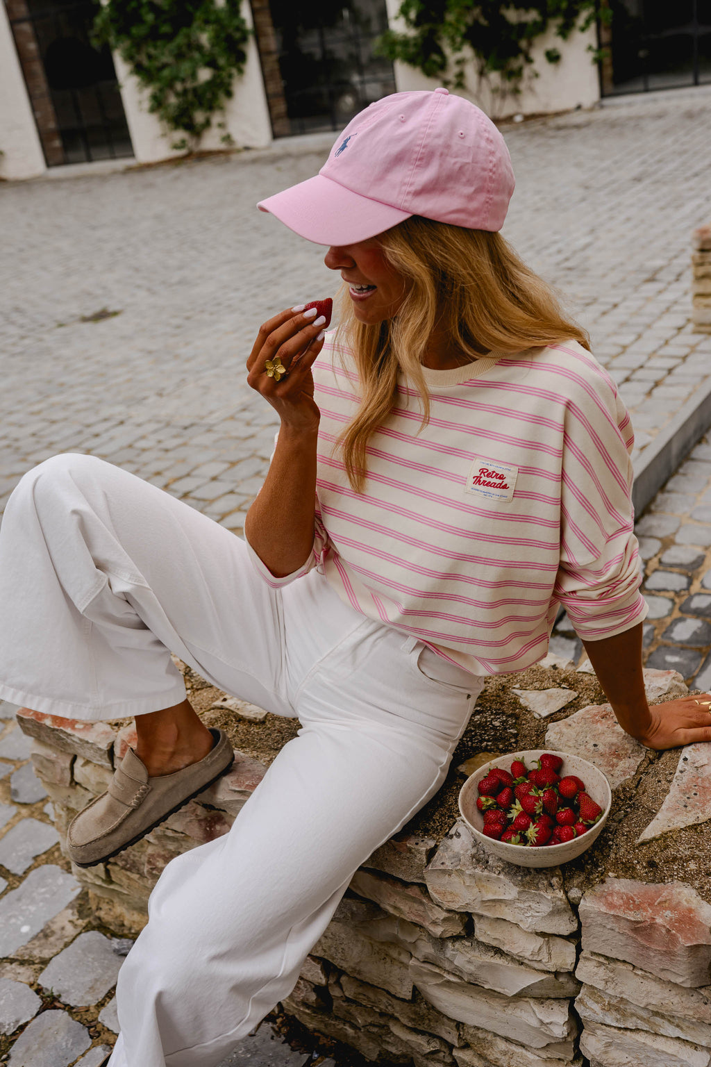 T-shirt Dalti - rose à lignes