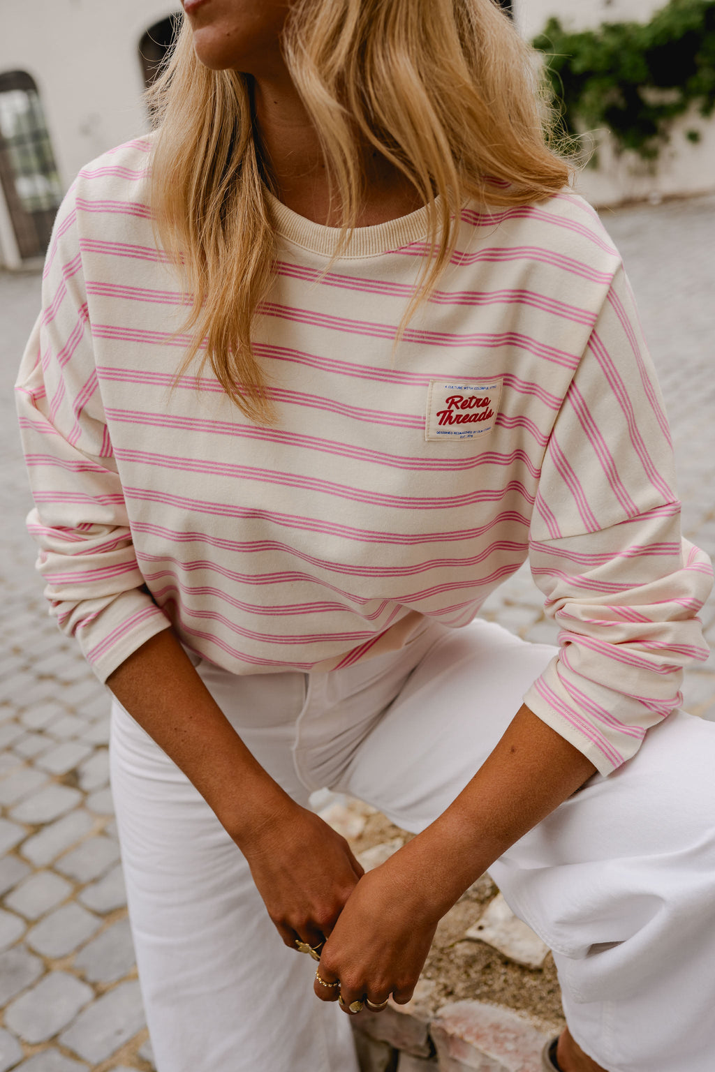 T-shirt Dalti - rose à lignes