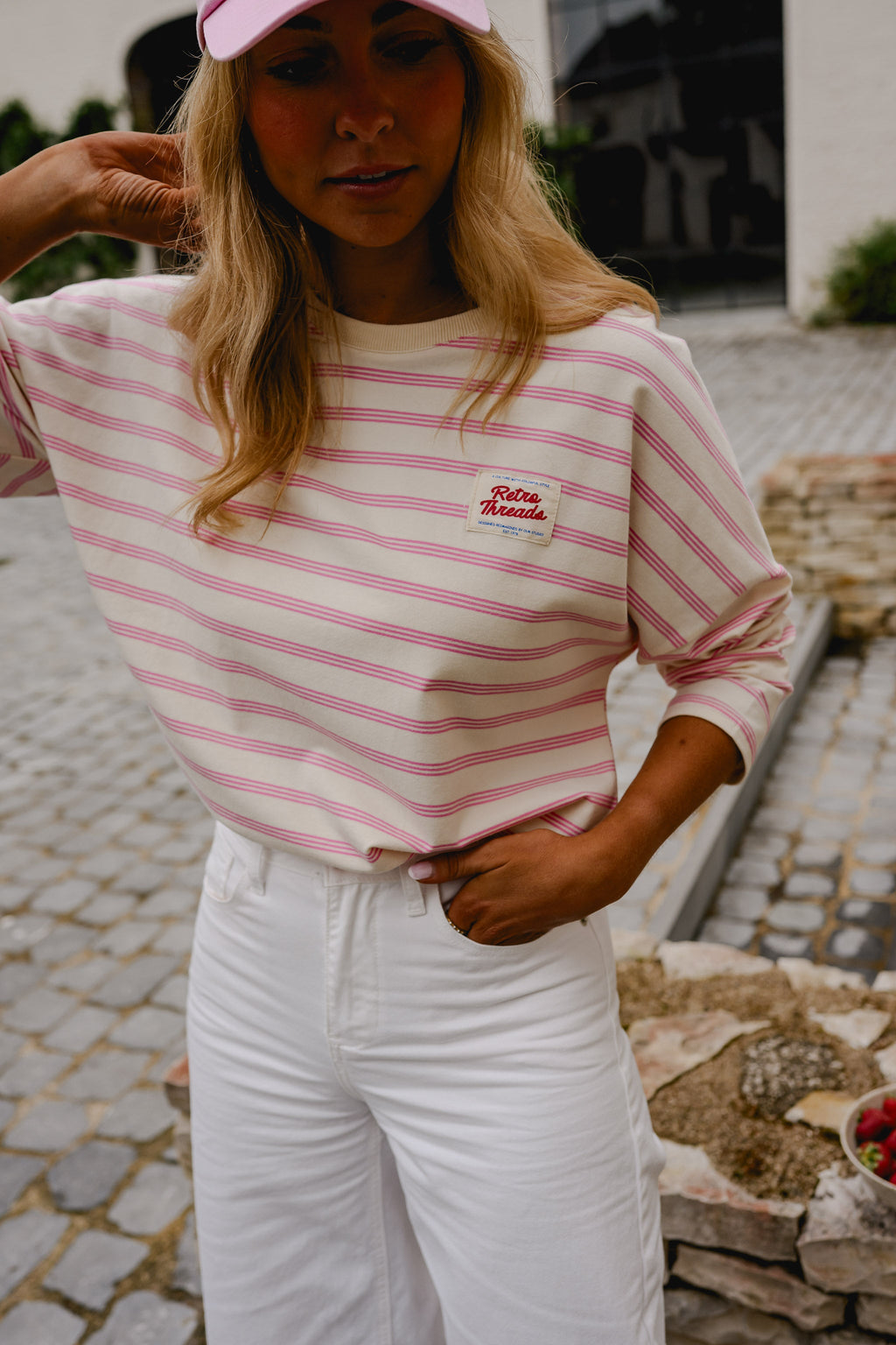 T-shirt Dalti - rose à lignes