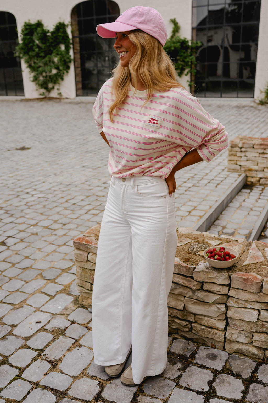T-shirt Dalti - rose à lignes