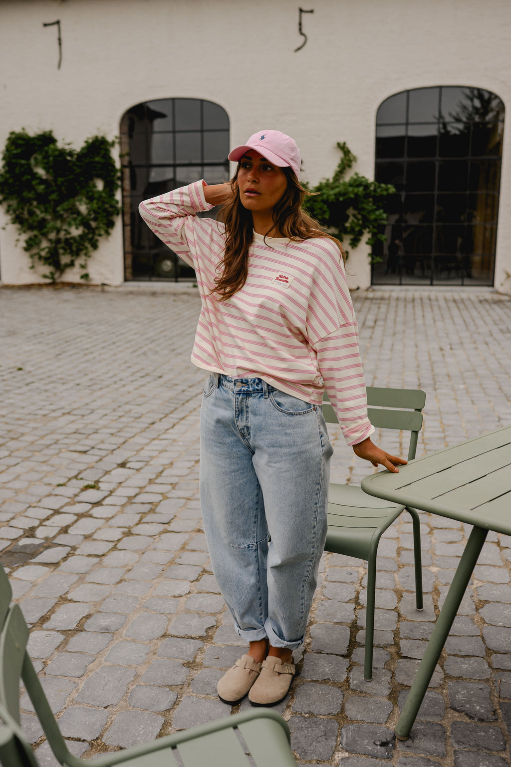 T-shirt Dalti - rose à lignes