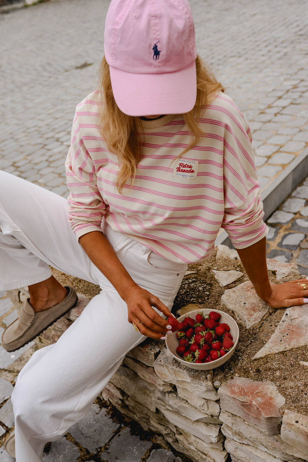 T-shirt Dalti - rose à lignes