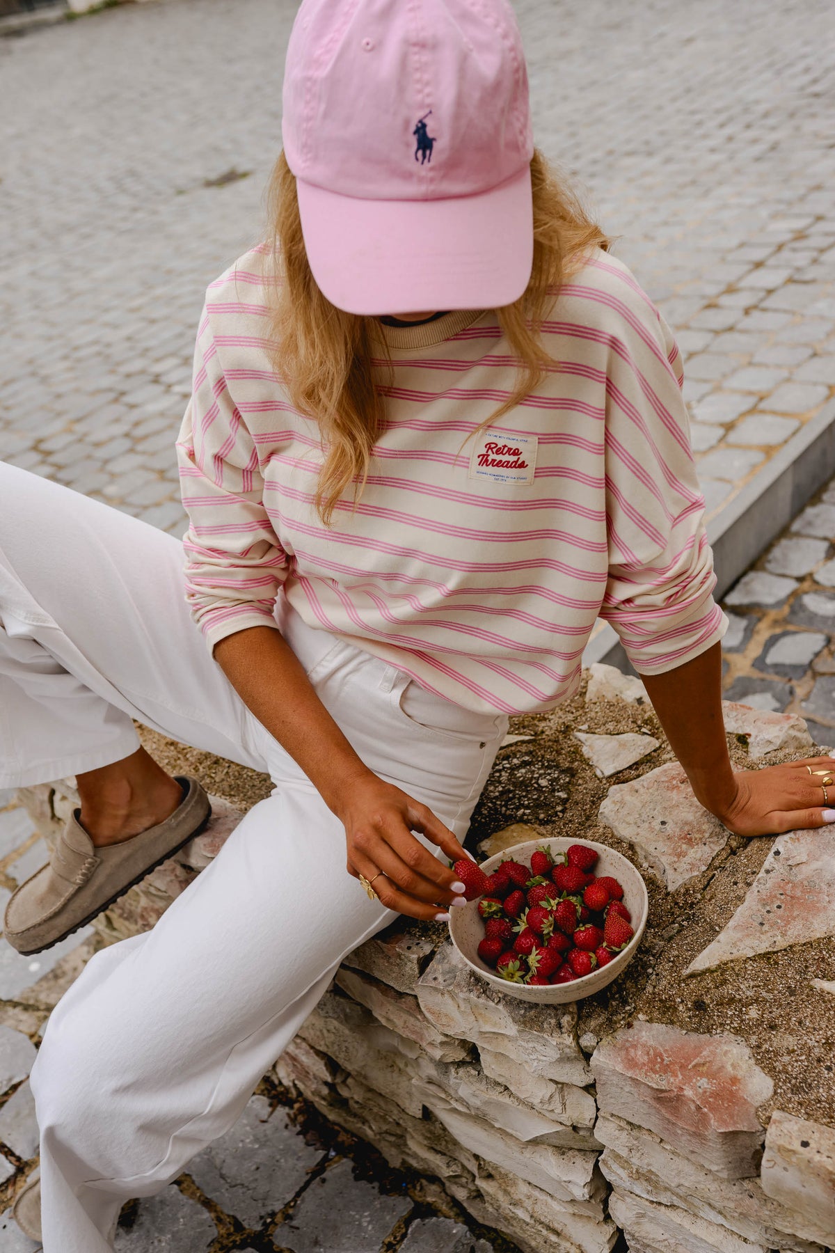 T-shirt Dalti - rose à lignes