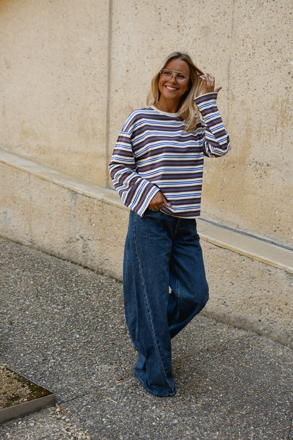 T-shirt Elia - brun à lignes