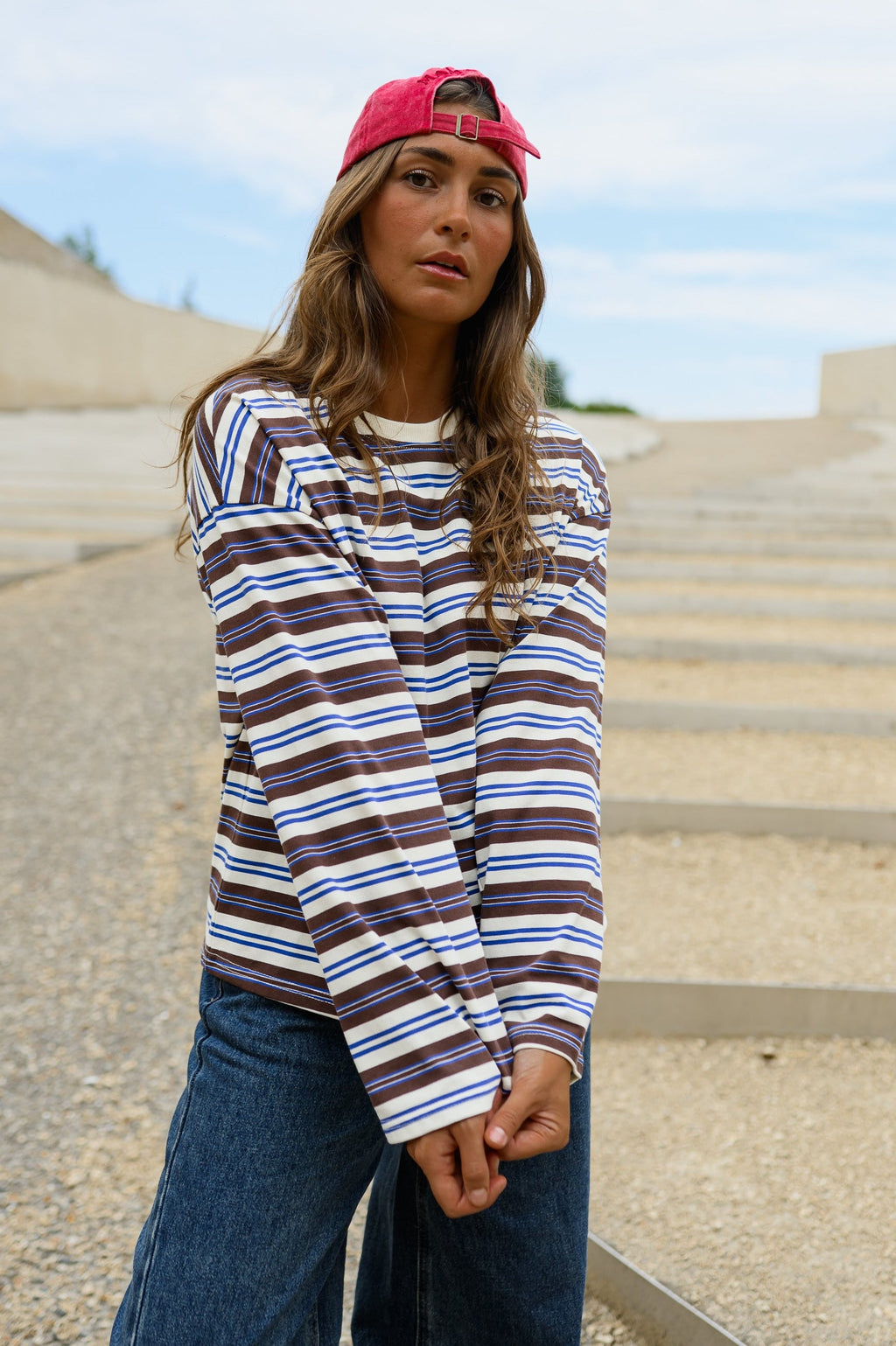 T-shirt Elia - brun à lignes