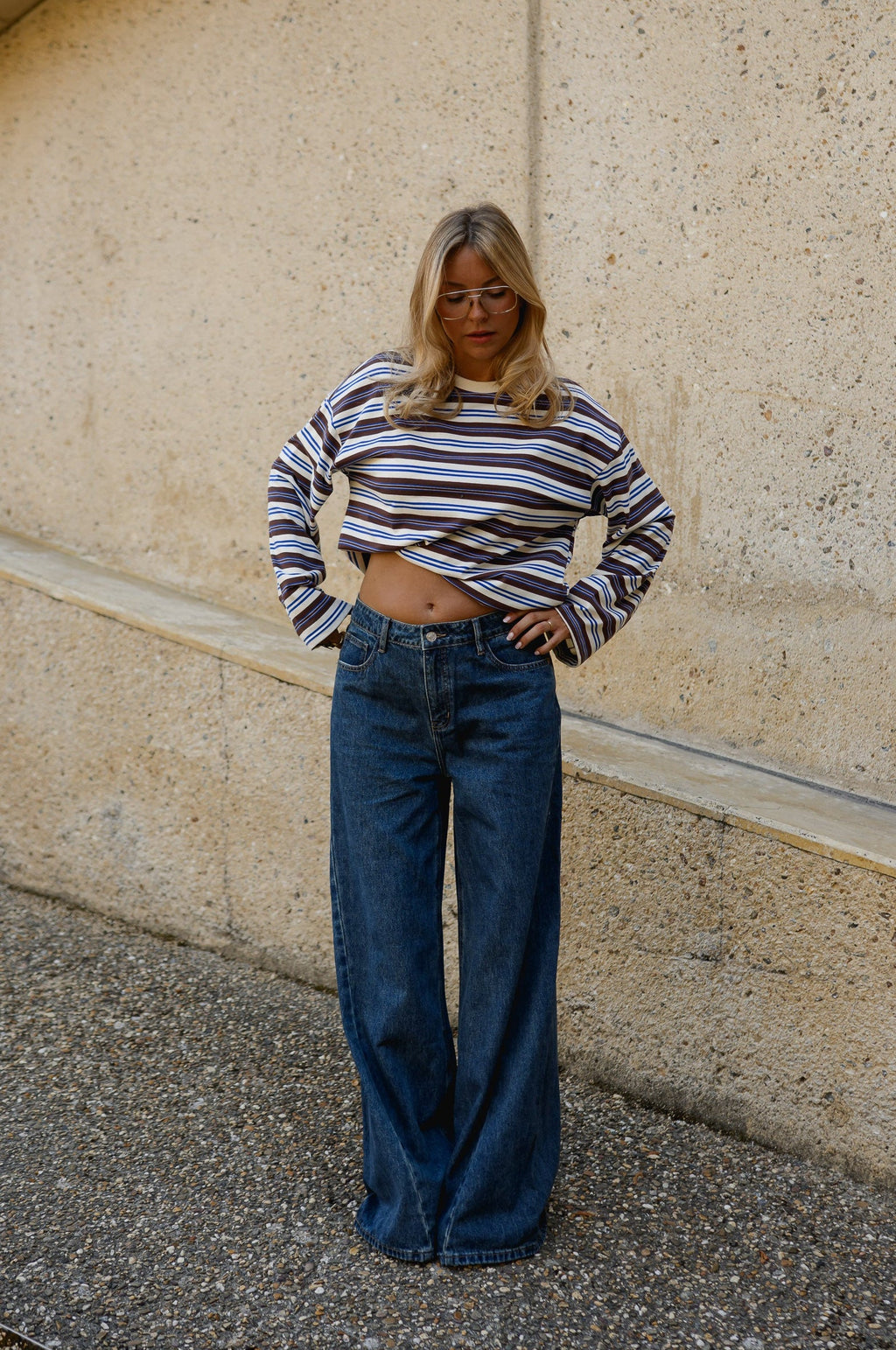 T-shirt Elia - brun à lignes