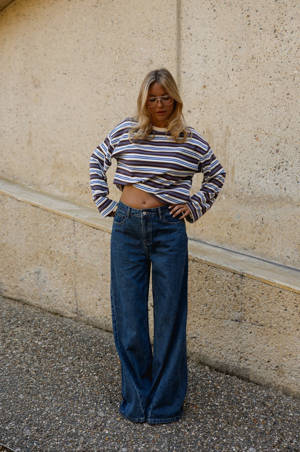T-shirt Elia - brun à lignes