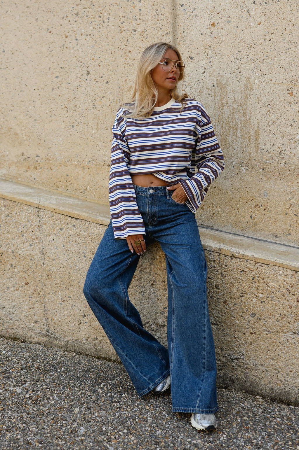 T-shirt Elia - brun à lignes
