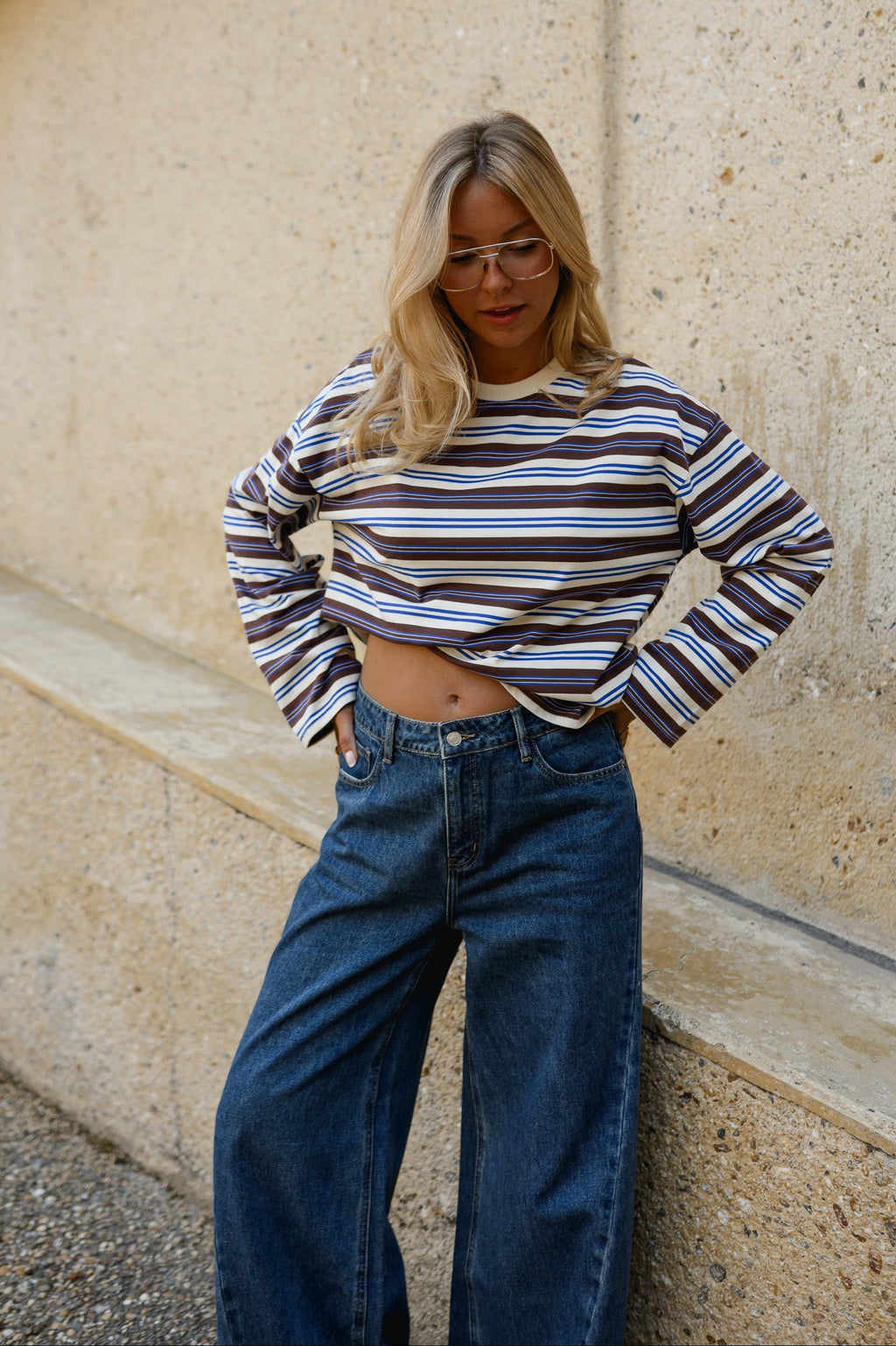 T-shirt Elia - brun à lignes