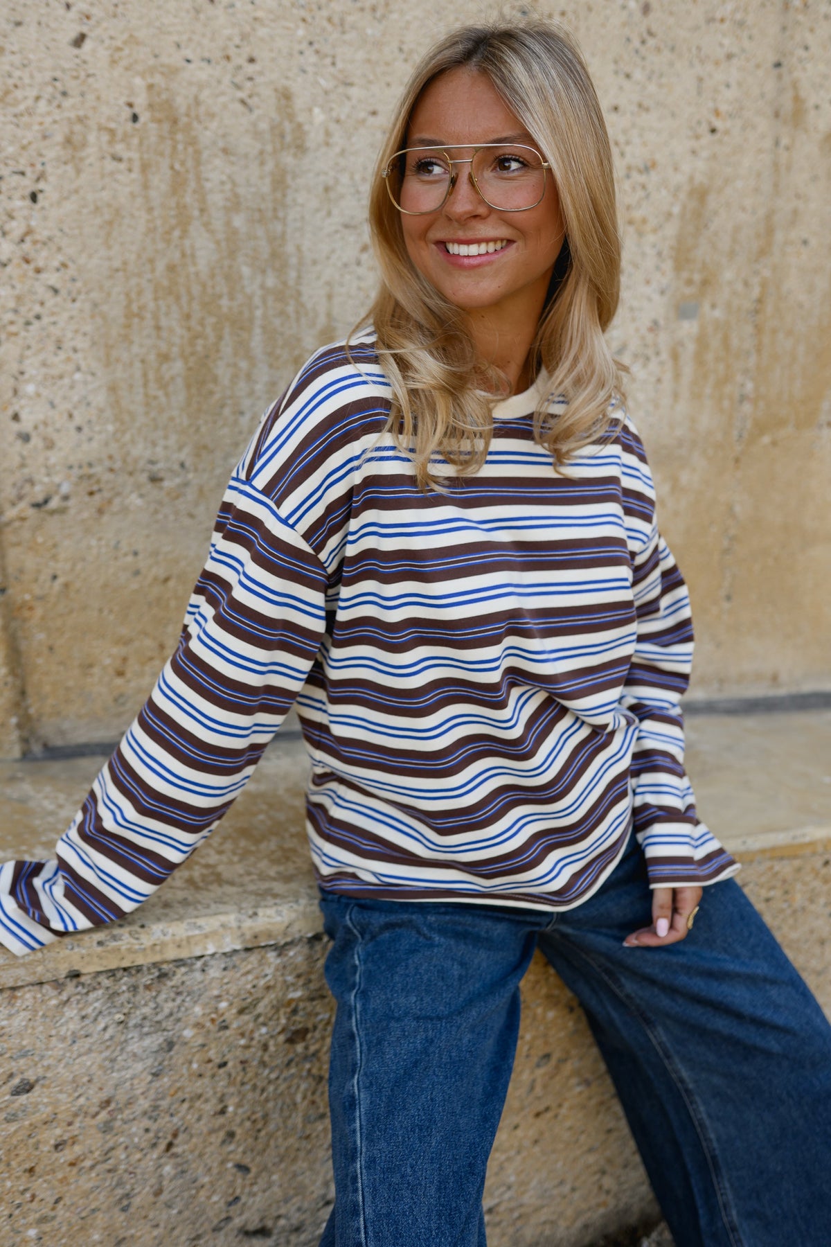 T-shirt Elia - brun à lignes