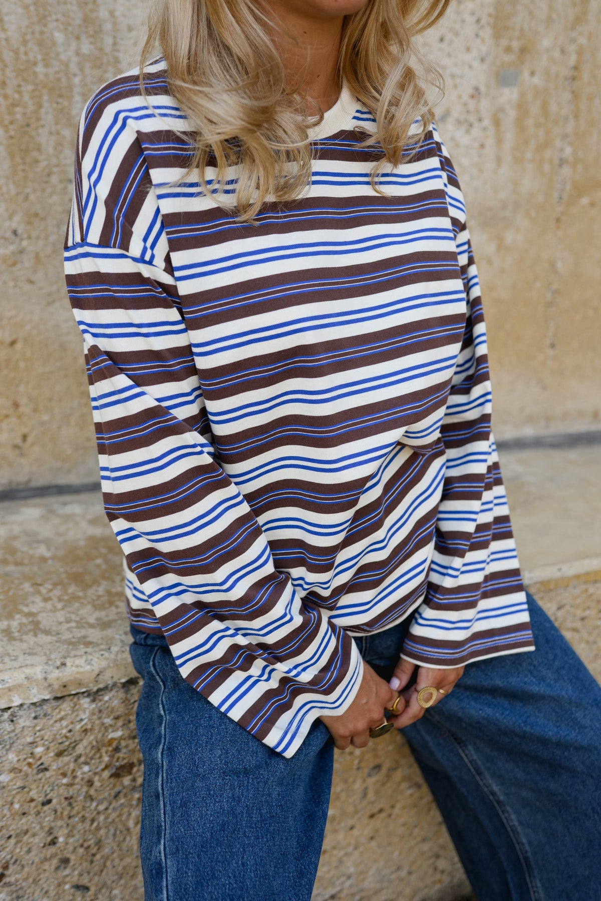 T-shirt Elia - brun à lignes