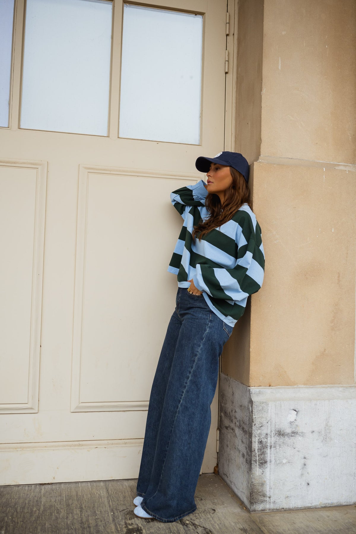 T-shirt Hayley à lignes - vert et bleu