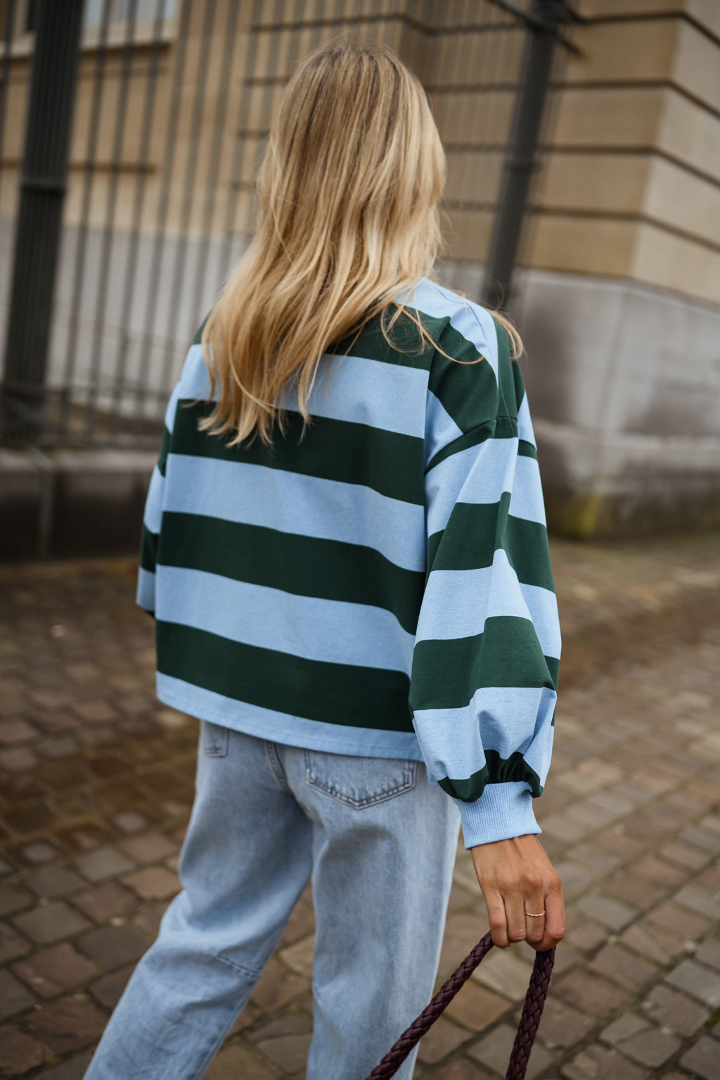 T-shirt Hayley à lignes - vert et bleu