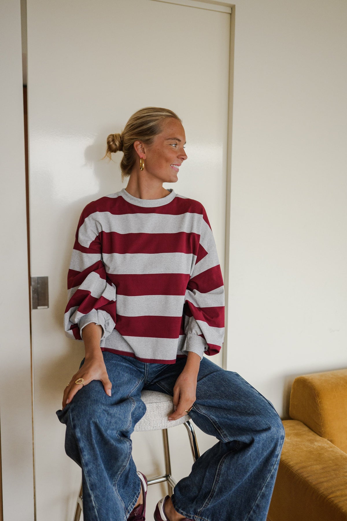 T-shirt Hayley - gris et bordeaux