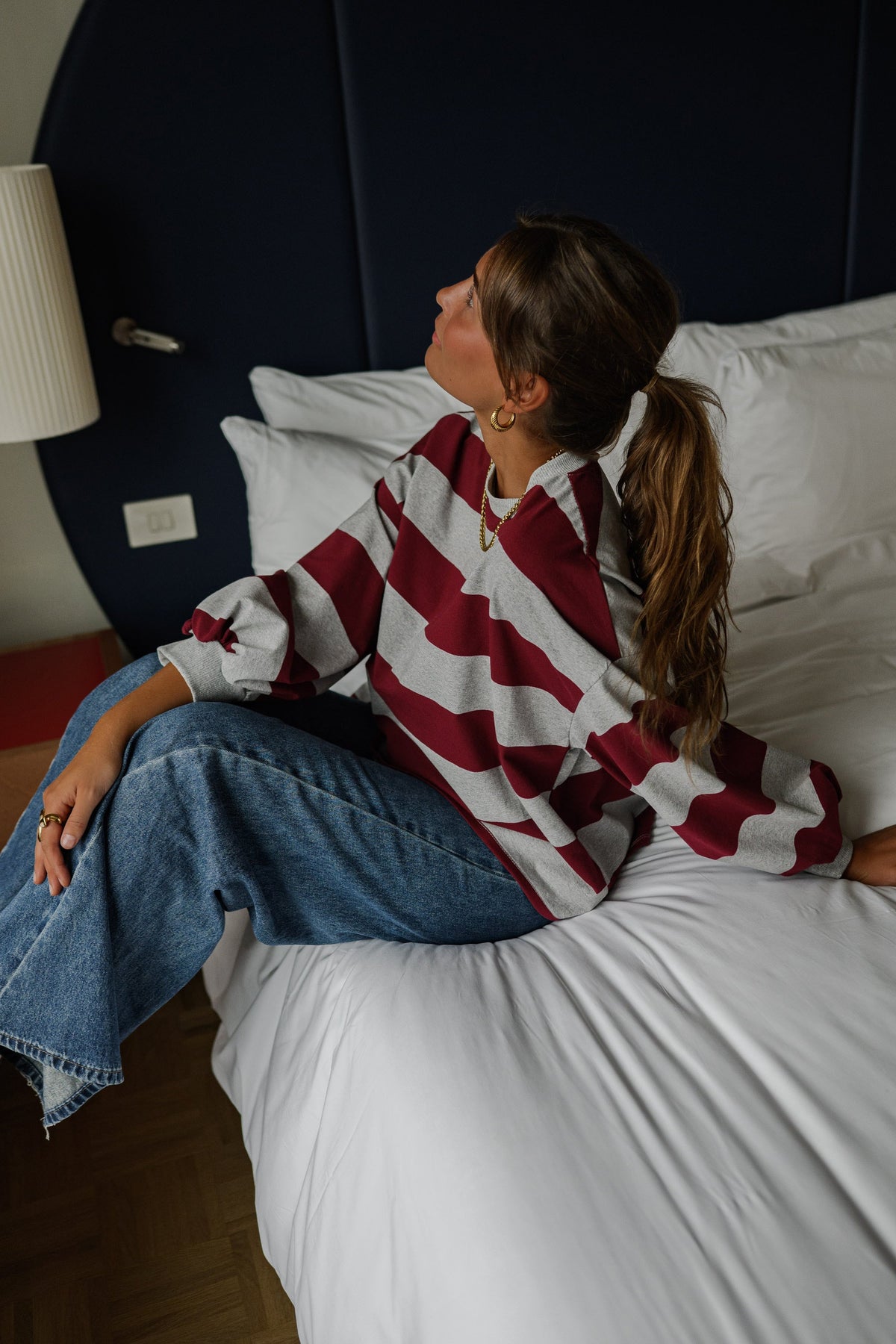T-shirt Hayley - gris et bordeaux