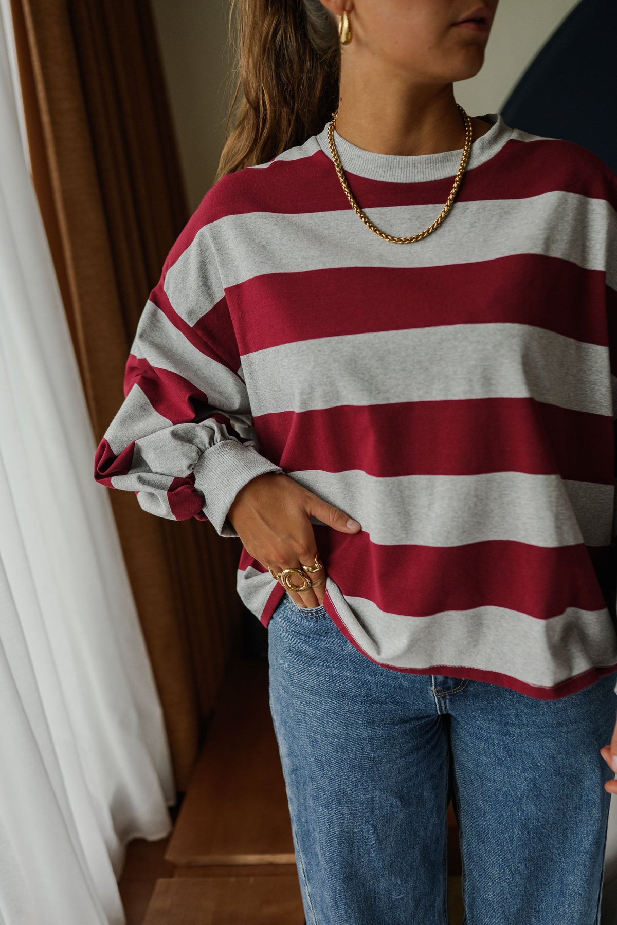 T-shirt Hayley - gris et bordeaux