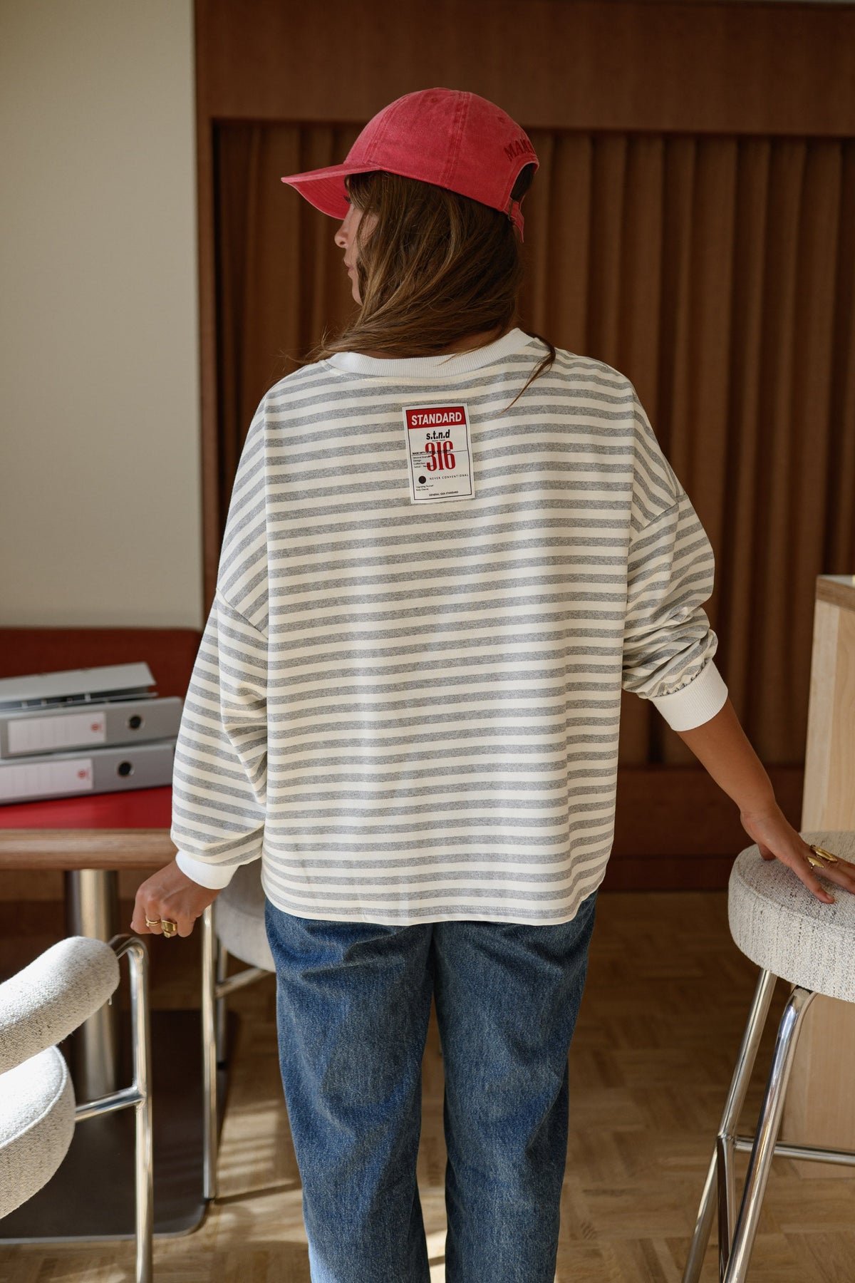 T-shirt Juliana - gris à lignes