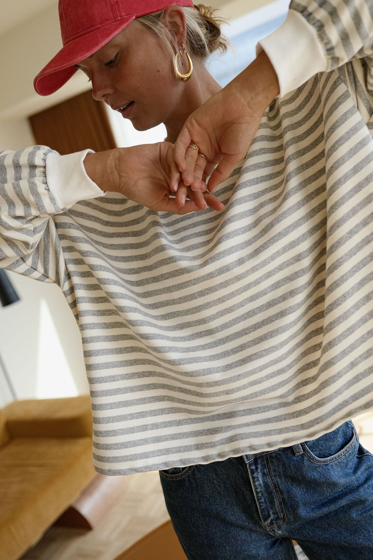 T-shirt Juliana - gris à lignes