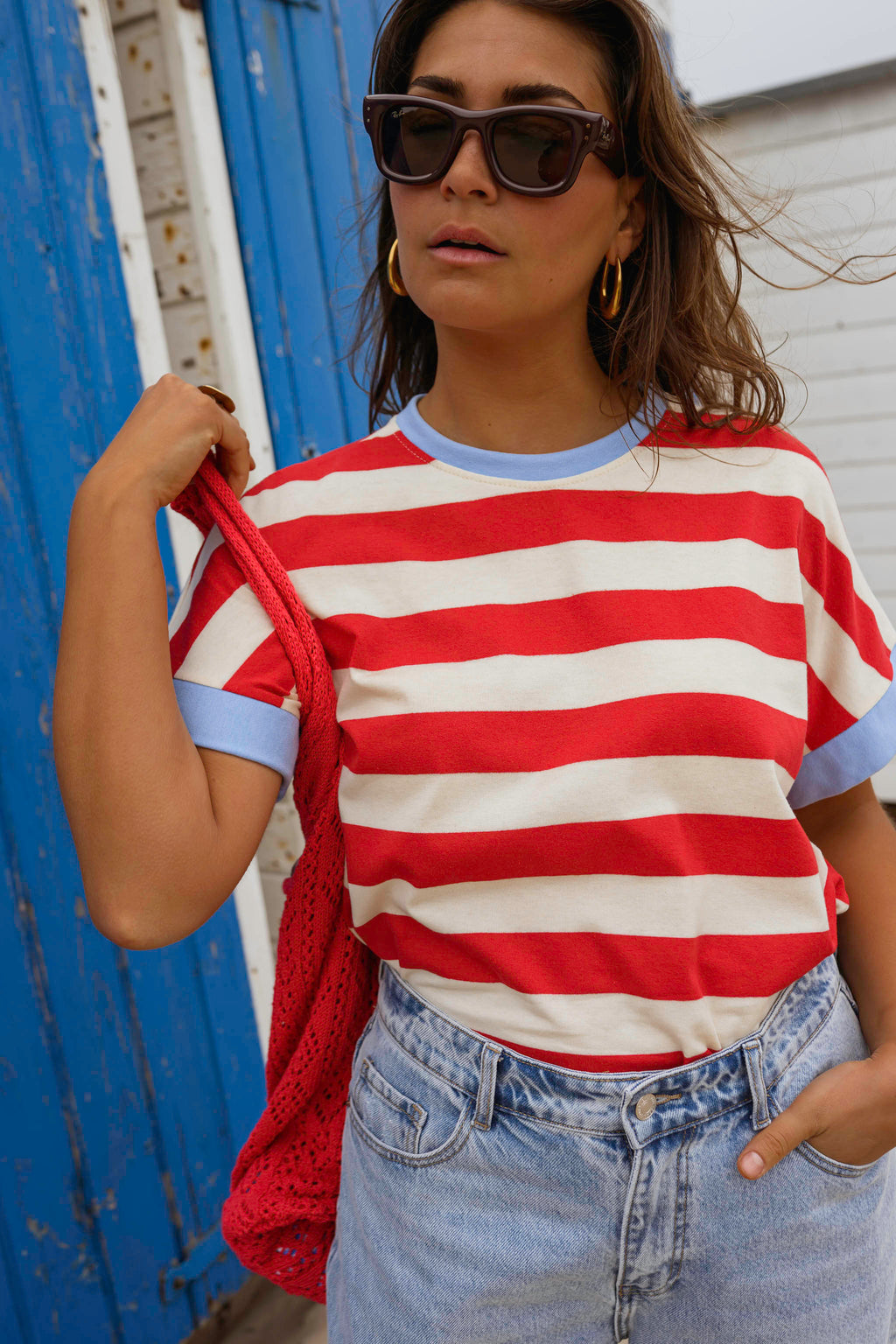 T-shirt Lilian - rouge à lignes